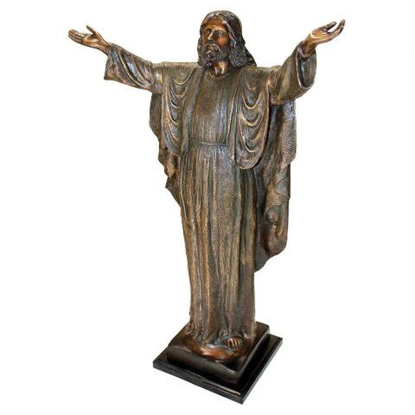Jesus Christ with His Arms Raised Bronze Garden Statue Religious Decor